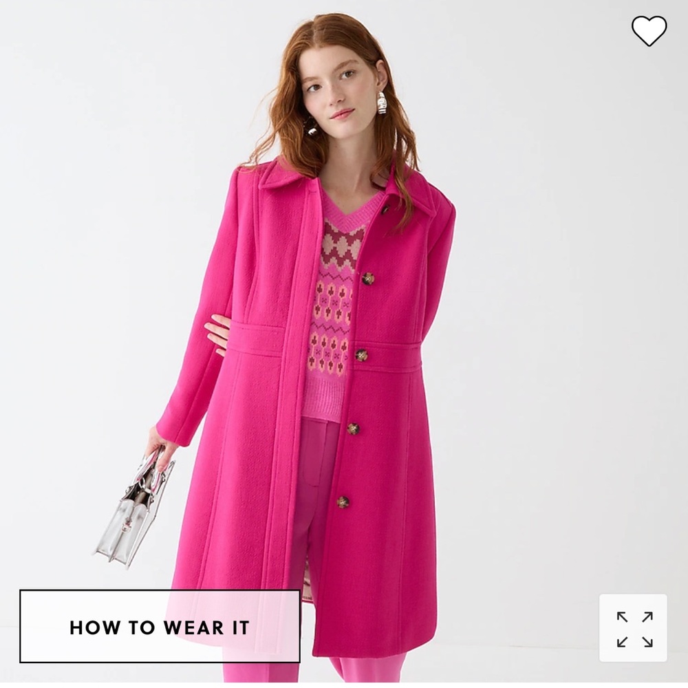 NWT J Crew Lady Day Coat Vibrant Fuscia